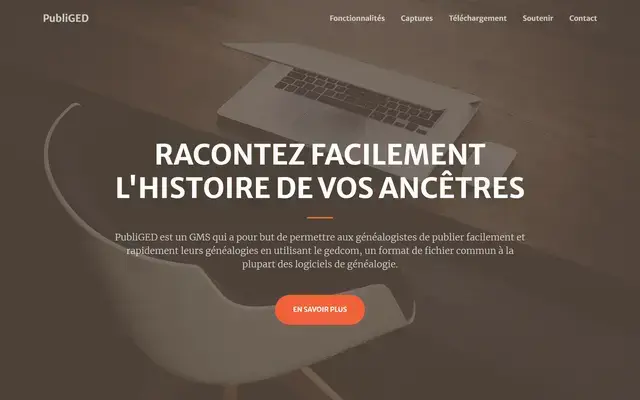 Page d’accueil du site officiel du projet PubliGED